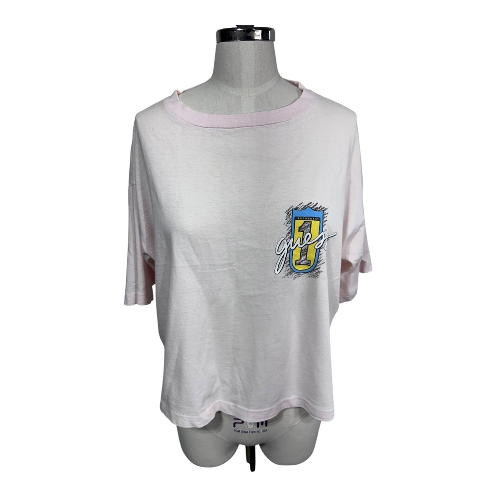 Vintage 1987 Guess USA George Marciano Pink Graphic T-Shirt USA One Size RARE